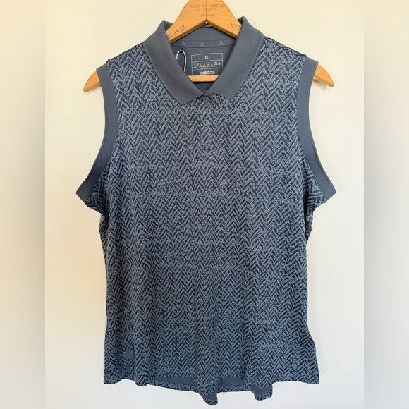 Adidas Ultimate365 Jacquard Sleeveless Polo - Picture 6 of 8